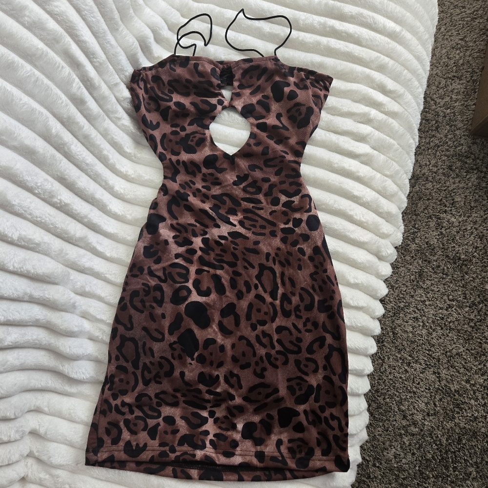 Y2K Leopard Cut-Out Mini Dress (aka chaos in fabric form) Bodycon Dress